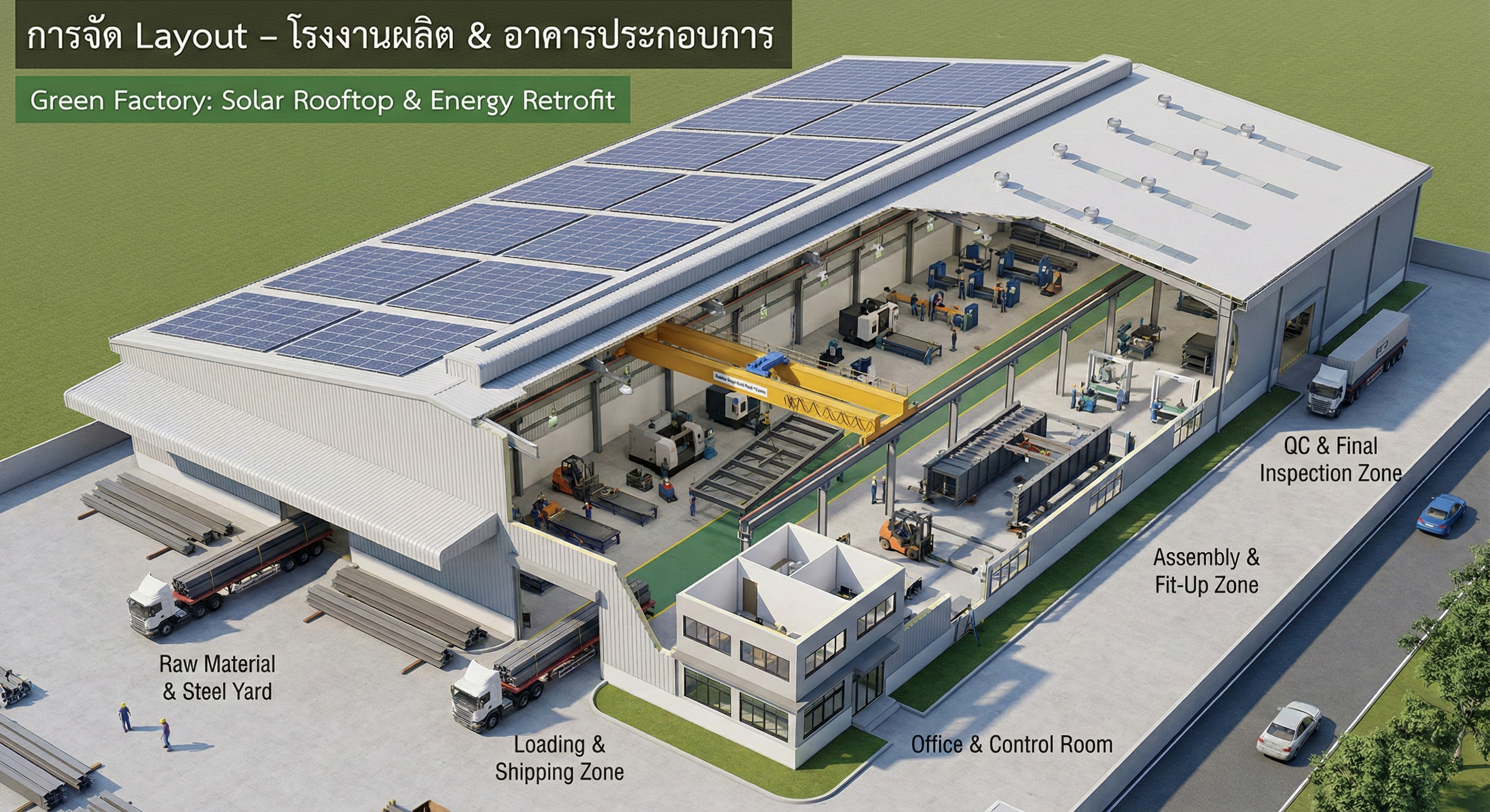 Conceptual Layout โกดัง 20x40 เมตร พร้อมสำนักงาน