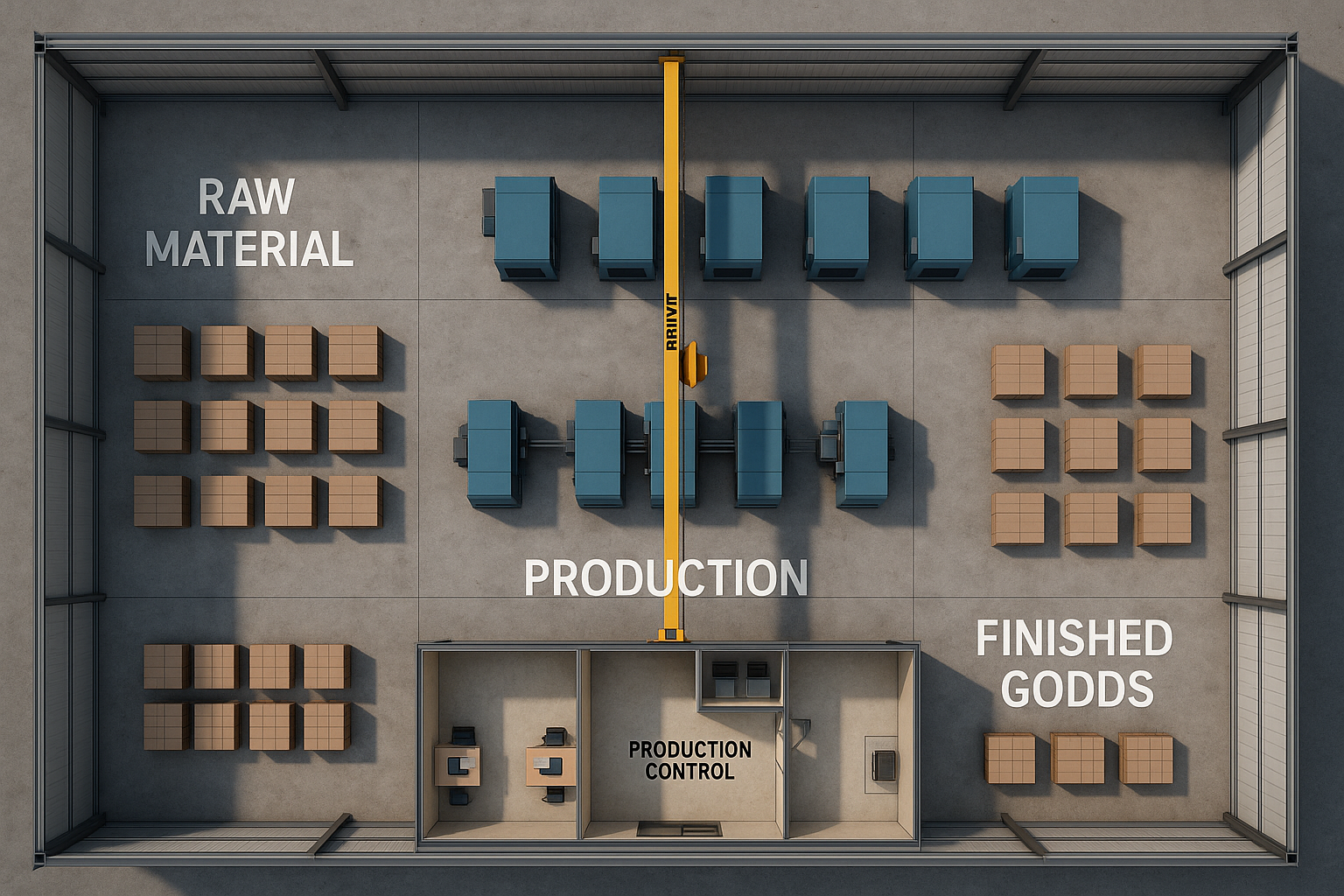 Concept Factory Layout with overhead crane