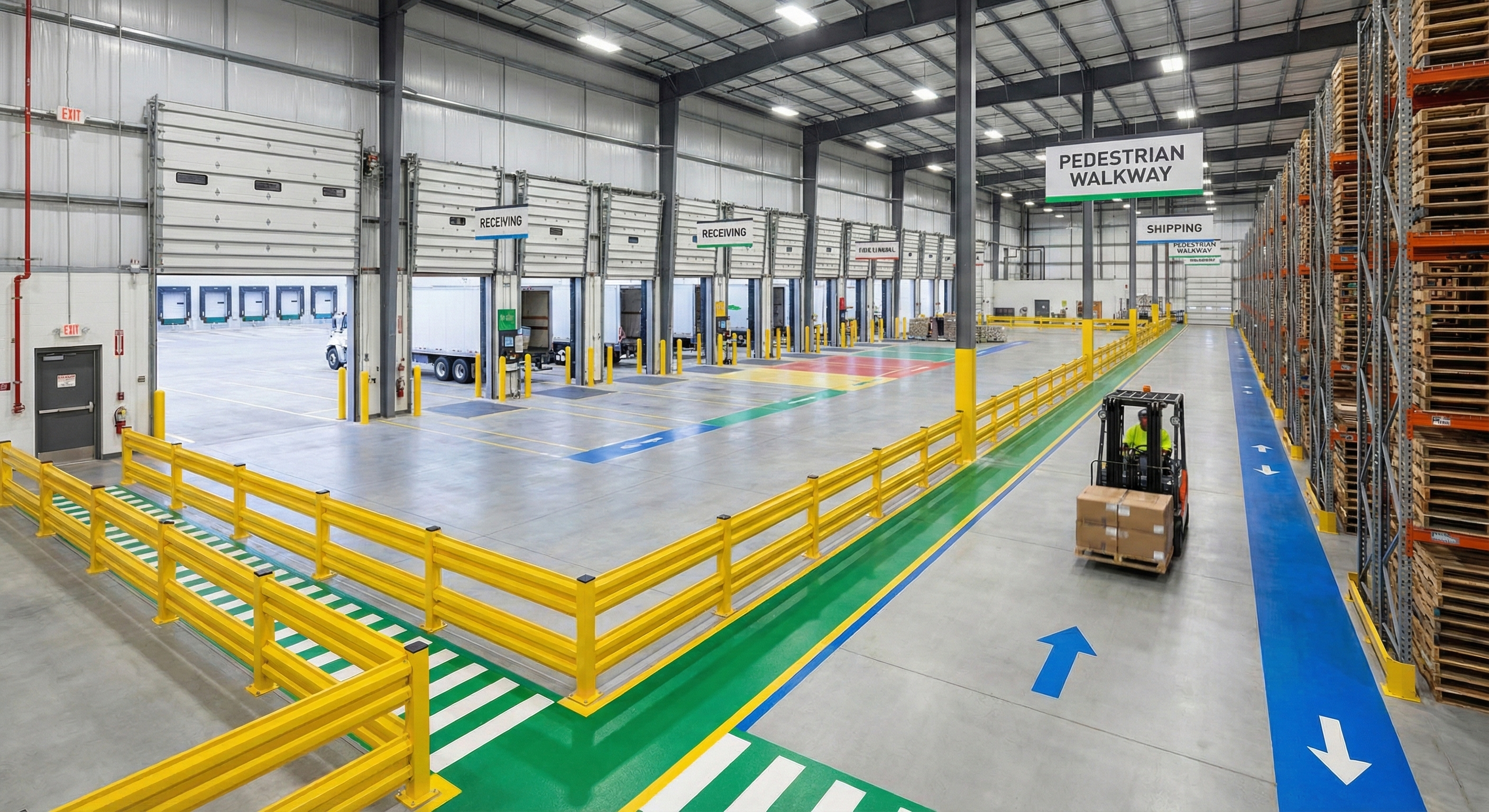 ภาพตัวอย่างคลังสินค้าและทางเดินรถยก