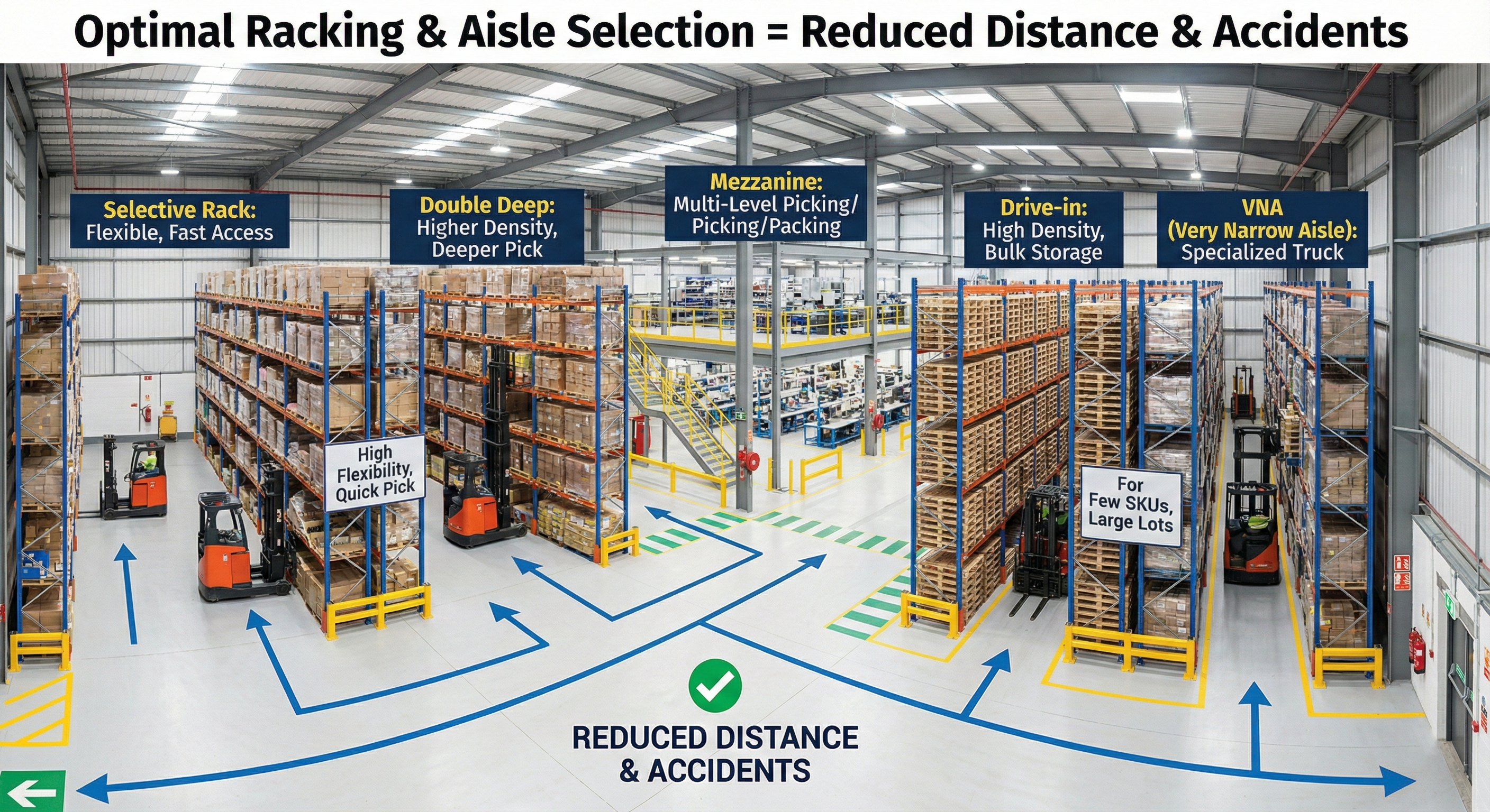 ภาพประกอบชั้นวางพาเลทและทางเดินรถยก